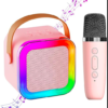 MIC Wembley Karaoke Machine for Kids Adults, Mini Portable Blue-Tooth Karaoke Speaker with Wireless Microphone and Dynamic Lights